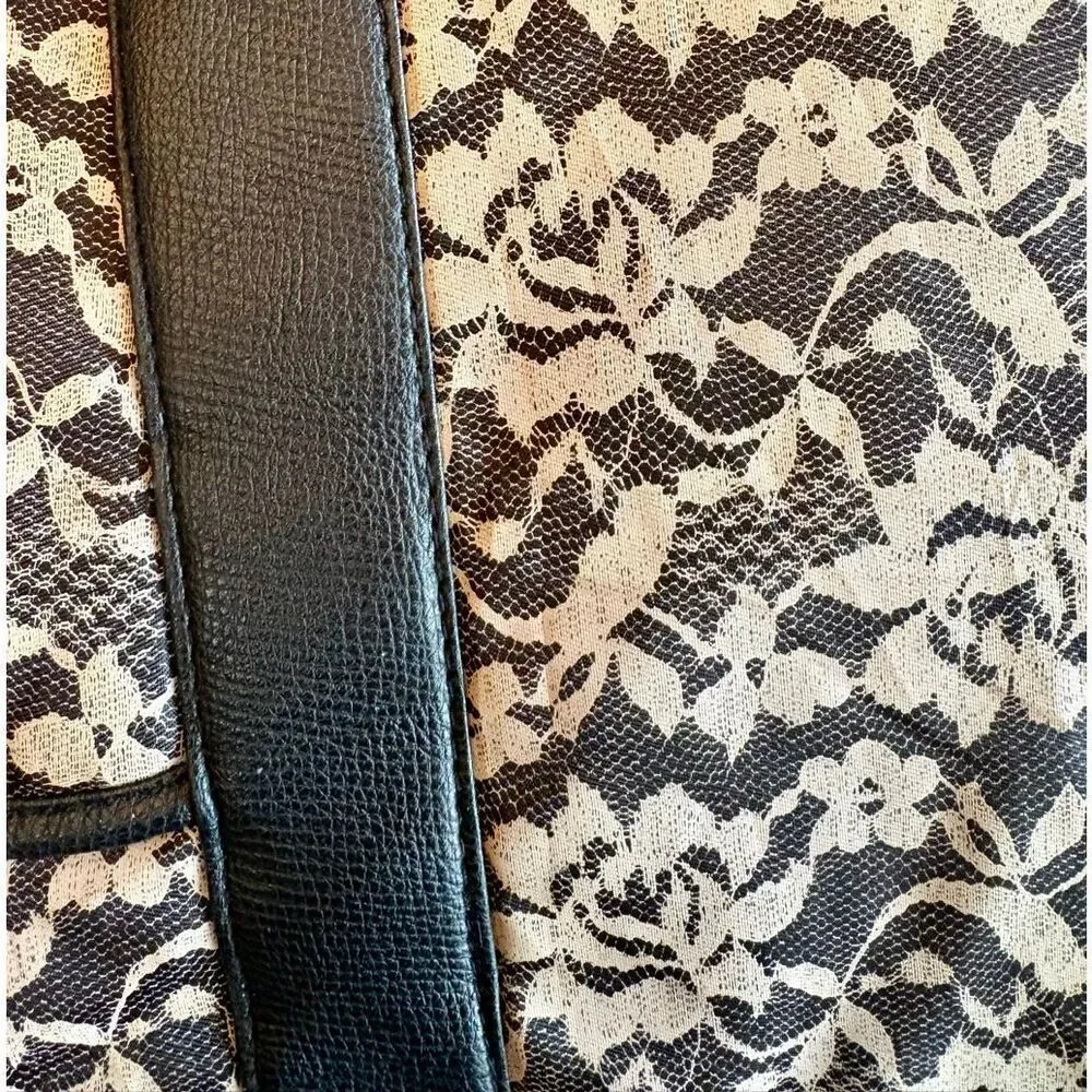 A.B.S./Allen Schwartz - Sweet Black & White Lace-Print Tote/Nylon. Large & Comfy